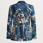 Canterbury-Bankstown Bulldogs Blazer Tropical Hibiscus Floral Pattern With Blue And White Accents