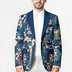 Canterbury-Bankstown Bulldogs Blazer Tropical Hibiscus Floral Pattern With Blue And White Accents