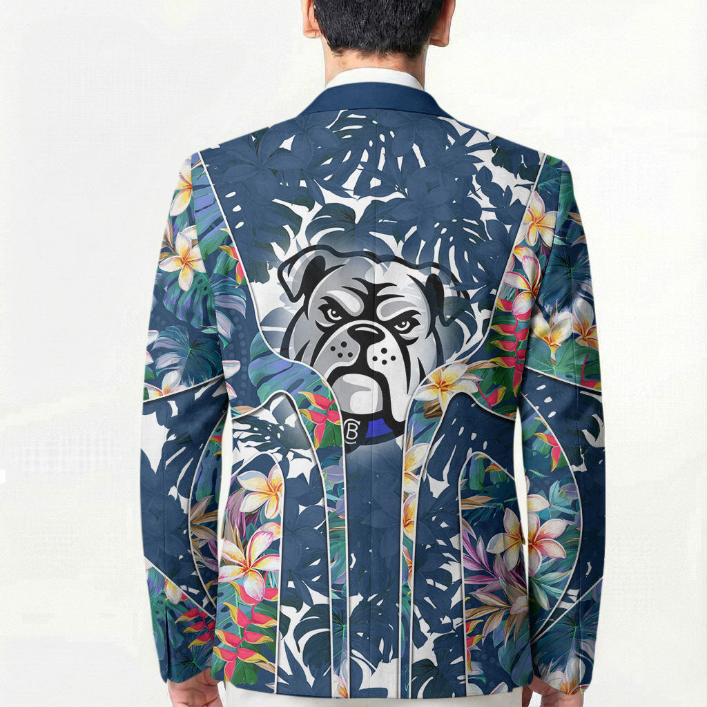 Canterbury-Bankstown Bulldogs Blazer Tropical Hibiscus Floral Pattern With Blue And White Accents