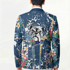 Canterbury-Bankstown Bulldogs Blazer Tropical Hibiscus Floral Pattern With Blue And White Accents