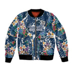 Canterbury-Bankstown Bulldogs Bomber Jacket Tropical Hibiscus Floral Pattern With Blue And White Accents
