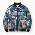 Canterbury-Bankstown Bulldogs Bomber Puffer Jacket Tropical Hibiscus Floral Pattern With Blue And White Accents