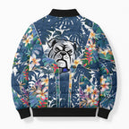 Canterbury-Bankstown Bulldogs Bomber Puffer Jacket Tropical Hibiscus Floral Pattern With Blue And White Accents