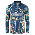 Canterbury-Bankstown Bulldogs Button Sweatshirt Tropical Hibiscus Floral Pattern With Blue And White Accents