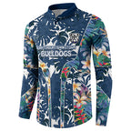 Canterbury-Bankstown Bulldogs Button Sweatshirt Tropical Hibiscus Floral Pattern With Blue And White Accents