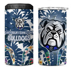 Canterbury-Bankstown Bulldogs 4 in 1 Can Cooler Tumbler Tropical Hibiscus Floral Pattern With Blue And White Accents