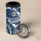 Canterbury-Bankstown Bulldogs 4 in 1 Can Cooler Tumbler Tropical Hibiscus Floral Pattern With Blue And White Accents