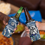 Canterbury-Bankstown Bulldogs 4 in 1 Can Cooler Tumbler Tropical Hibiscus Floral Pattern With Blue And White Accents
