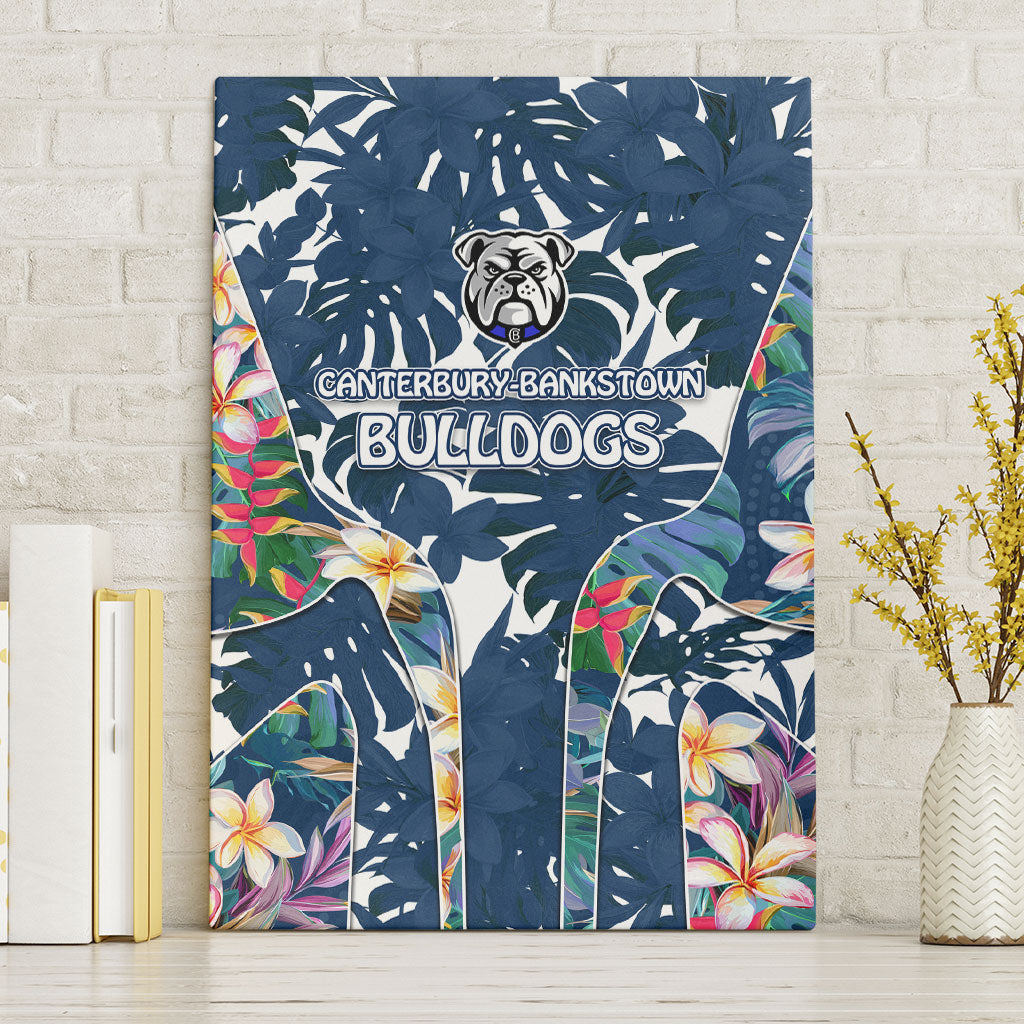Canterbury-Bankstown Bulldogs Canvas Wall Art Tropical Hibiscus Floral Pattern With Blue And White Accents