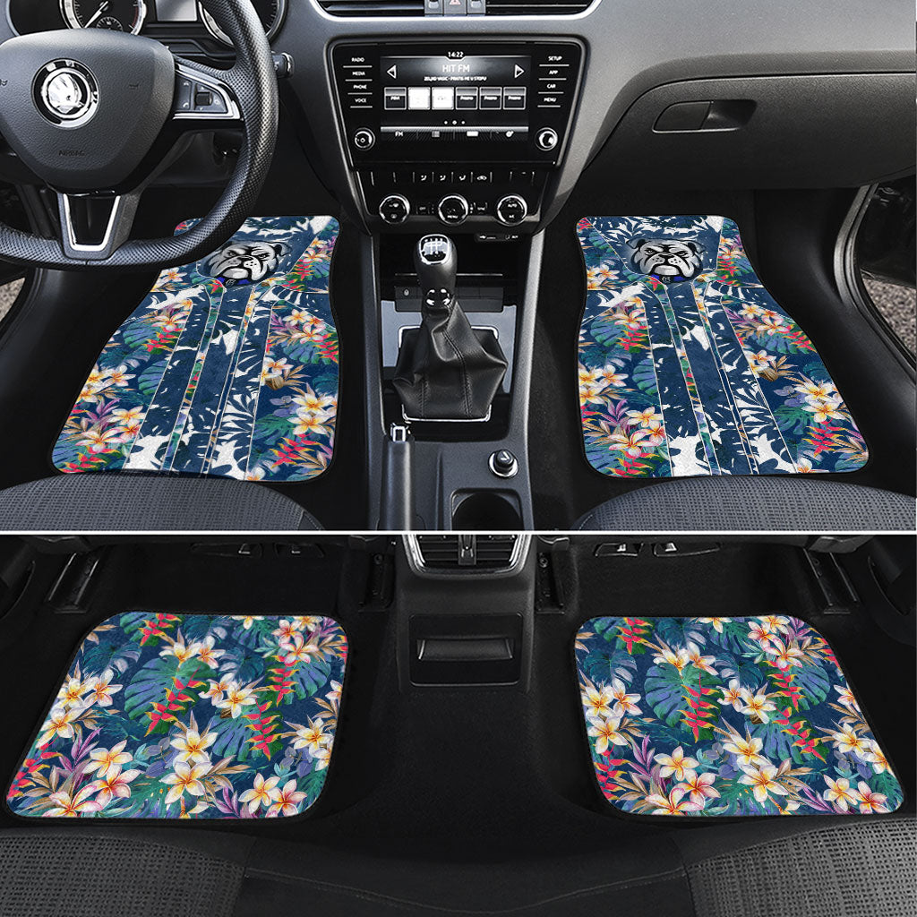 Canterbury-Bankstown Bulldogs Car Mats Tropical Hibiscus Floral Pattern With Blue And White Accents