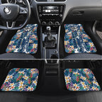 Canterbury-Bankstown Bulldogs Car Mats Tropical Hibiscus Floral Pattern With Blue And White Accents