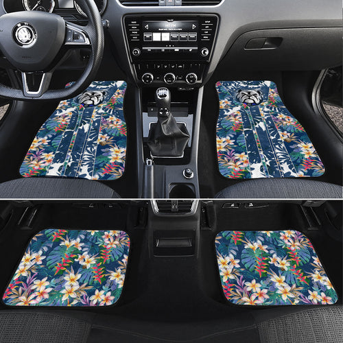 Canterbury-Bankstown Bulldogs Car Mats Tropical Hibiscus Floral Pattern With Blue And White Accents