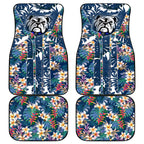 Canterbury-Bankstown Bulldogs Car Mats Tropical Hibiscus Floral Pattern With Blue And White Accents