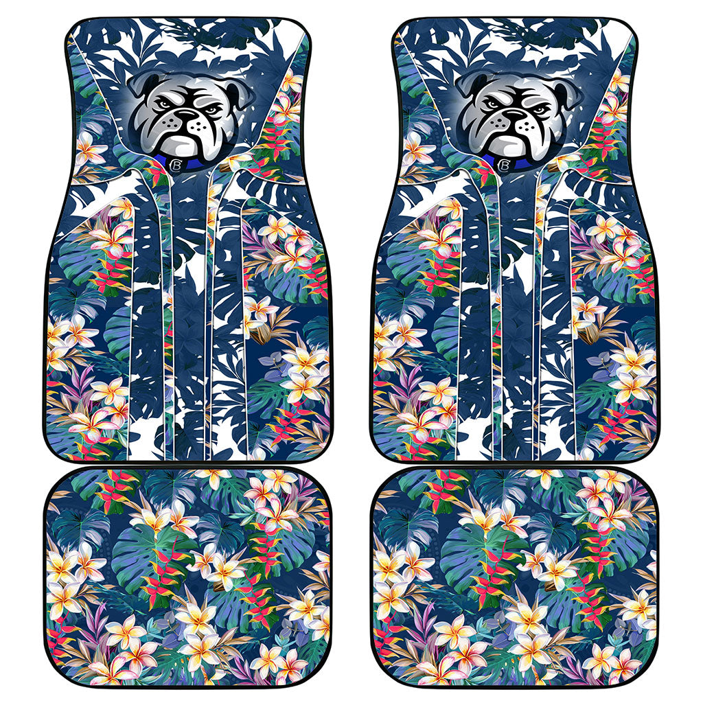 Canterbury-Bankstown Bulldogs Car Mats Tropical Hibiscus Floral Pattern With Blue And White Accents