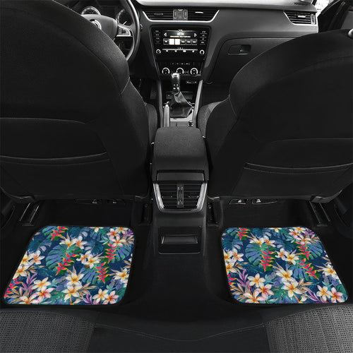 Canterbury-Bankstown Bulldogs Car Mats Tropical Hibiscus Floral Pattern With Blue And White Accents