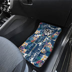 Canterbury-Bankstown Bulldogs Car Mats Tropical Hibiscus Floral Pattern With Blue And White Accents