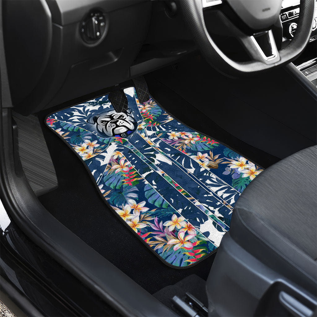 Canterbury-Bankstown Bulldogs Car Mats Tropical Hibiscus Floral Pattern With Blue And White Accents