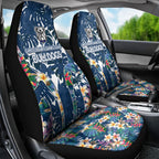 Canterbury-Bankstown Bulldogs Car Seat Cover Tropical Hibiscus Floral Pattern With Blue And White Accents