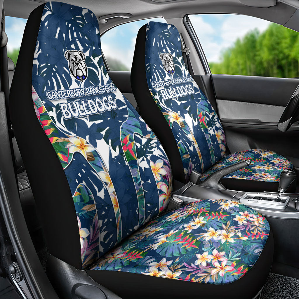 Canterbury-Bankstown Bulldogs Car Seat Cover Tropical Hibiscus Floral Pattern With Blue And White Accents