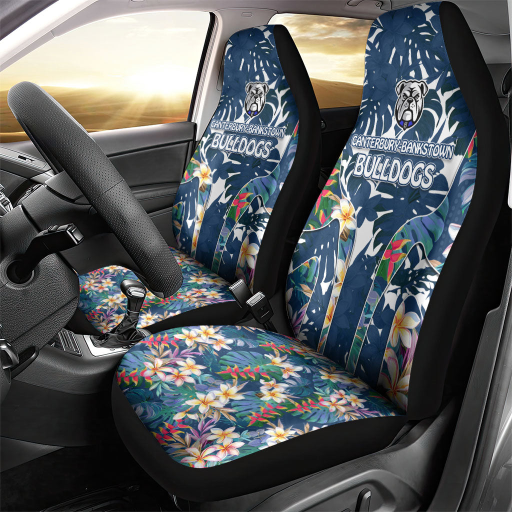 Canterbury-Bankstown Bulldogs Car Seat Cover Tropical Hibiscus Floral Pattern With Blue And White Accents
