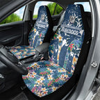 Canterbury-Bankstown Bulldogs Car Seat Cover Tropical Hibiscus Floral Pattern With Blue And White Accents