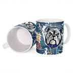 Canterbury-Bankstown Bulldogs Ceramic Mug Tropical Hibiscus Floral Pattern With Blue And White Accents