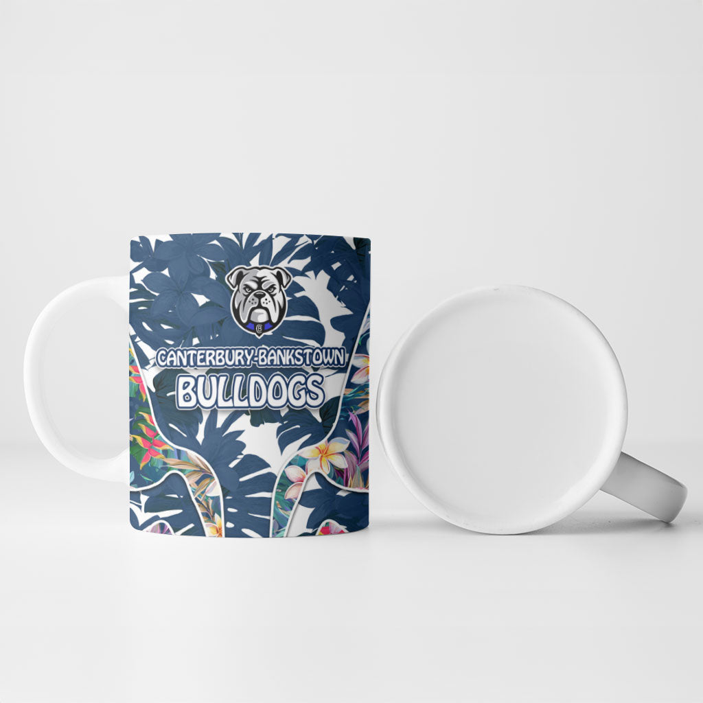 Canterbury-Bankstown Bulldogs Ceramic Mug Tropical Hibiscus Floral Pattern With Blue And White Accents