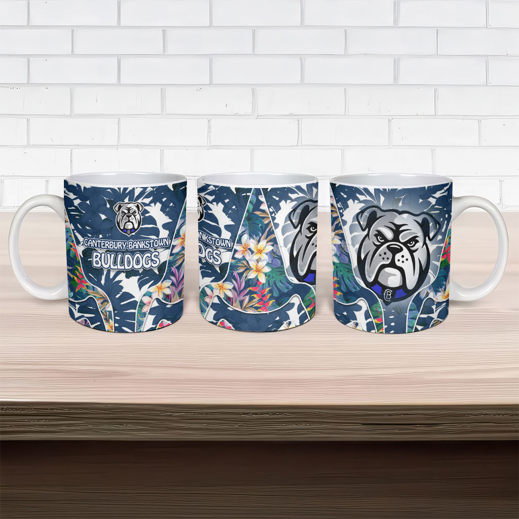 Canterbury-Bankstown Bulldogs Ceramic Mug Tropical Hibiscus Floral Pattern With Blue And White Accents
