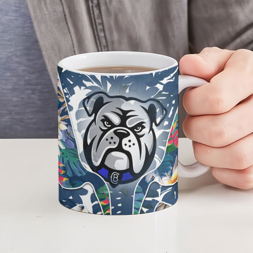 Canterbury-Bankstown Bulldogs Ceramic Mug Tropical Hibiscus Floral Pattern With Blue And White Accents