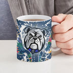 Canterbury-Bankstown Bulldogs Ceramic Mug Tropical Hibiscus Floral Pattern With Blue And White Accents