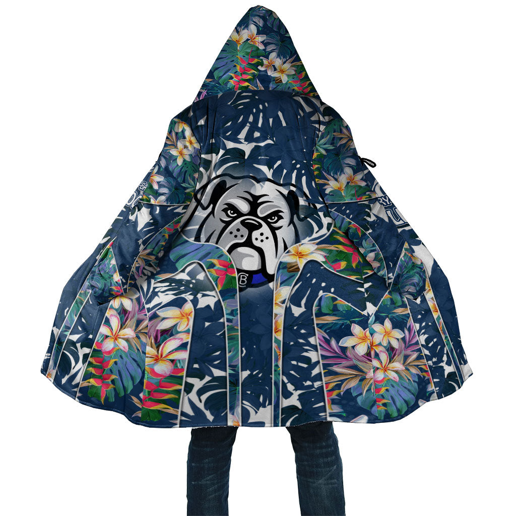 Canterbury-Bankstown Bulldogs Cloak Tropical Hibiscus Floral Pattern With Blue And White Accents