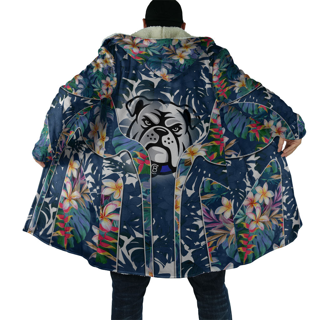Canterbury-Bankstown Bulldogs Cloak Tropical Hibiscus Floral Pattern With Blue And White Accents
