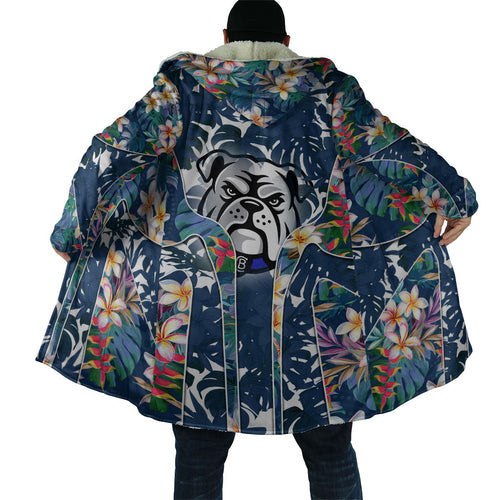 Canterbury-Bankstown Bulldogs Cloak Tropical Hibiscus Floral Pattern With Blue And White Accents