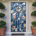 Canterbury-Bankstown Bulldogs Door Cover Tropical Hibiscus Floral Pattern With Blue And White Accents