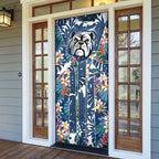 Canterbury-Bankstown Bulldogs Door Cover Tropical Hibiscus Floral Pattern With Blue And White Accents