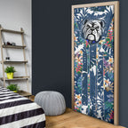 Canterbury-Bankstown Bulldogs Door Cover Tropical Hibiscus Floral Pattern With Blue And White Accents