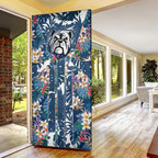 Canterbury-Bankstown Bulldogs Door Cover Tropical Hibiscus Floral Pattern With Blue And White Accents