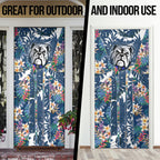 Canterbury-Bankstown Bulldogs Door Cover Tropical Hibiscus Floral Pattern With Blue And White Accents