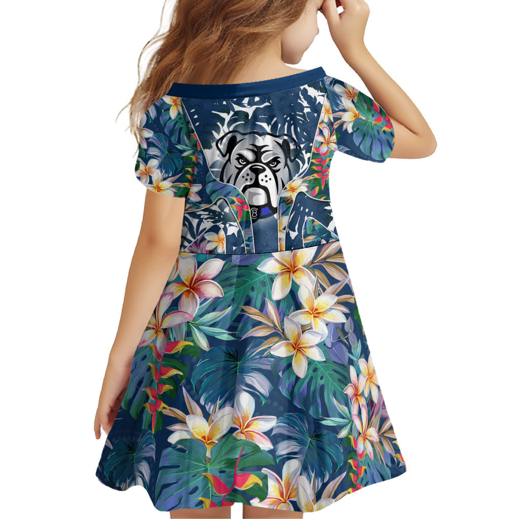 Canterbury-Bankstown Bulldogs Family Matching Off Shoulder Maxi Dress and Hawaiian Shirt Tropical Hibiscus Floral Pattern With Blue And White Accents