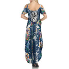 Canterbury-Bankstown Bulldogs Family Matching Summer Maxi Dress and Hawaiian Shirt Tropical Hibiscus Floral Pattern With Blue And White Accents