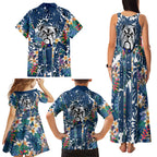 Canterbury-Bankstown Bulldogs Family Matching Tank Maxi Dress and Hawaiian Shirt Tropical Hibiscus Floral Pattern With Blue And White Accents