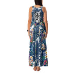 Canterbury-Bankstown Bulldogs Family Matching Tank Maxi Dress and Hawaiian Shirt Tropical Hibiscus Floral Pattern With Blue And White Accents
