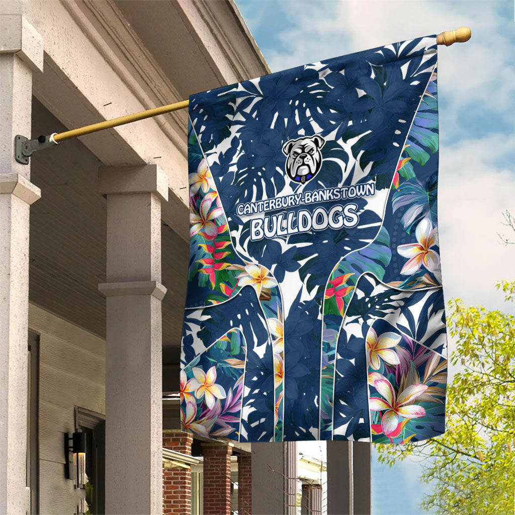Canterbury-Bankstown Bulldogs Garden Flag Tropical Hibiscus Floral Pattern With Blue And White Accents