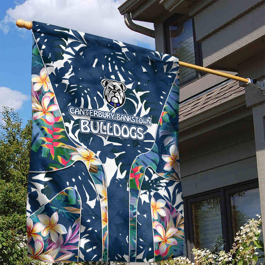Canterbury-Bankstown Bulldogs Garden Flag Tropical Hibiscus Floral Pattern With Blue And White Accents