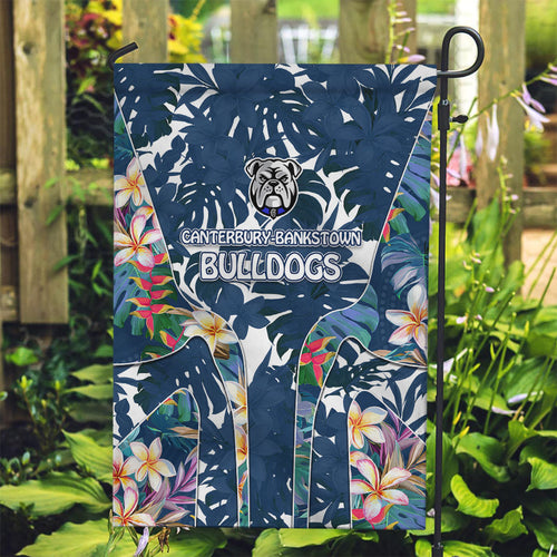 Canterbury-Bankstown Bulldogs Garden Flag Tropical Hibiscus Floral Pattern With Blue And White Accents