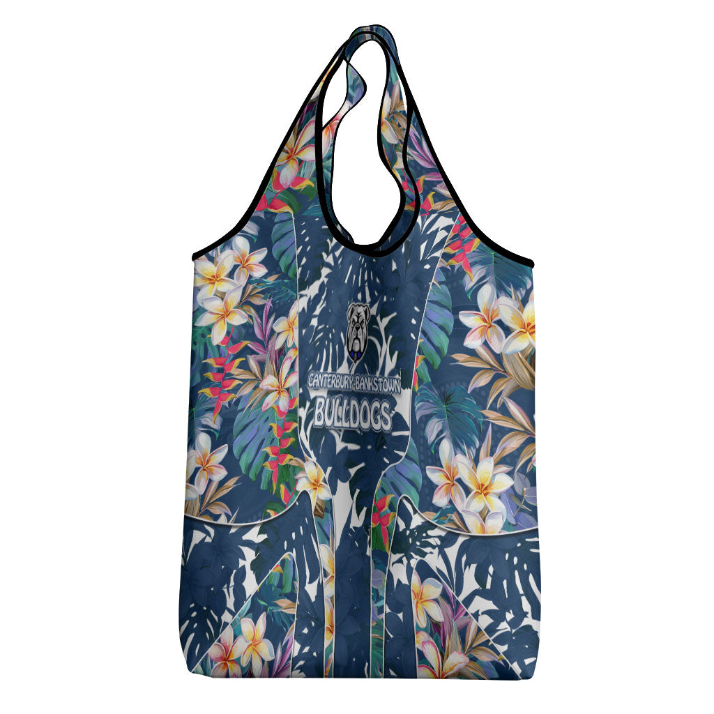 Canterbury-Bankstown Bulldogs Grocery Bag Tropical Hibiscus Floral Pattern With Blue And White Accents
