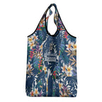 Canterbury-Bankstown Bulldogs Grocery Bag Tropical Hibiscus Floral Pattern With Blue And White Accents