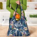Canterbury-Bankstown Bulldogs Grocery Bag Tropical Hibiscus Floral Pattern With Blue And White Accents