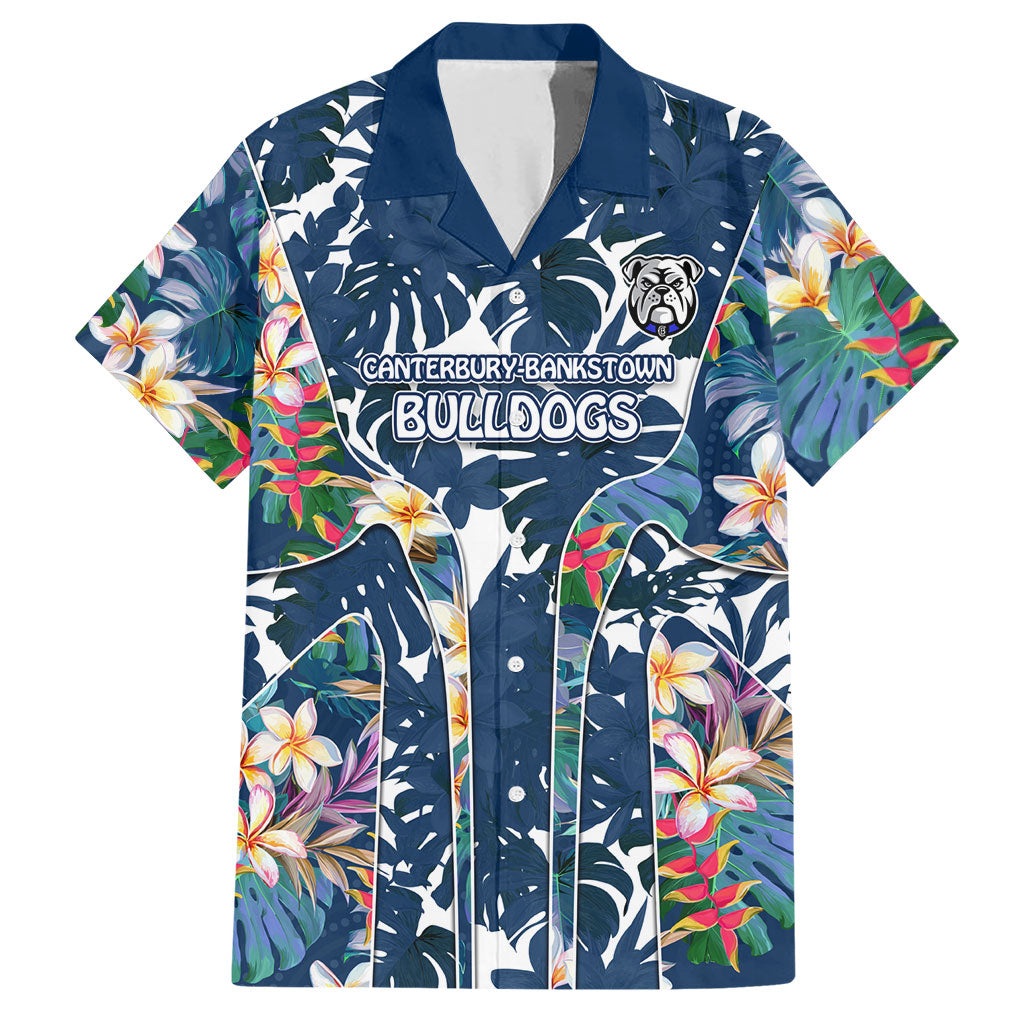 Canterbury-Bankstown Bulldogs Hawaiian Shirt Tropical Hibiscus Floral Pattern With Blue And White Accents