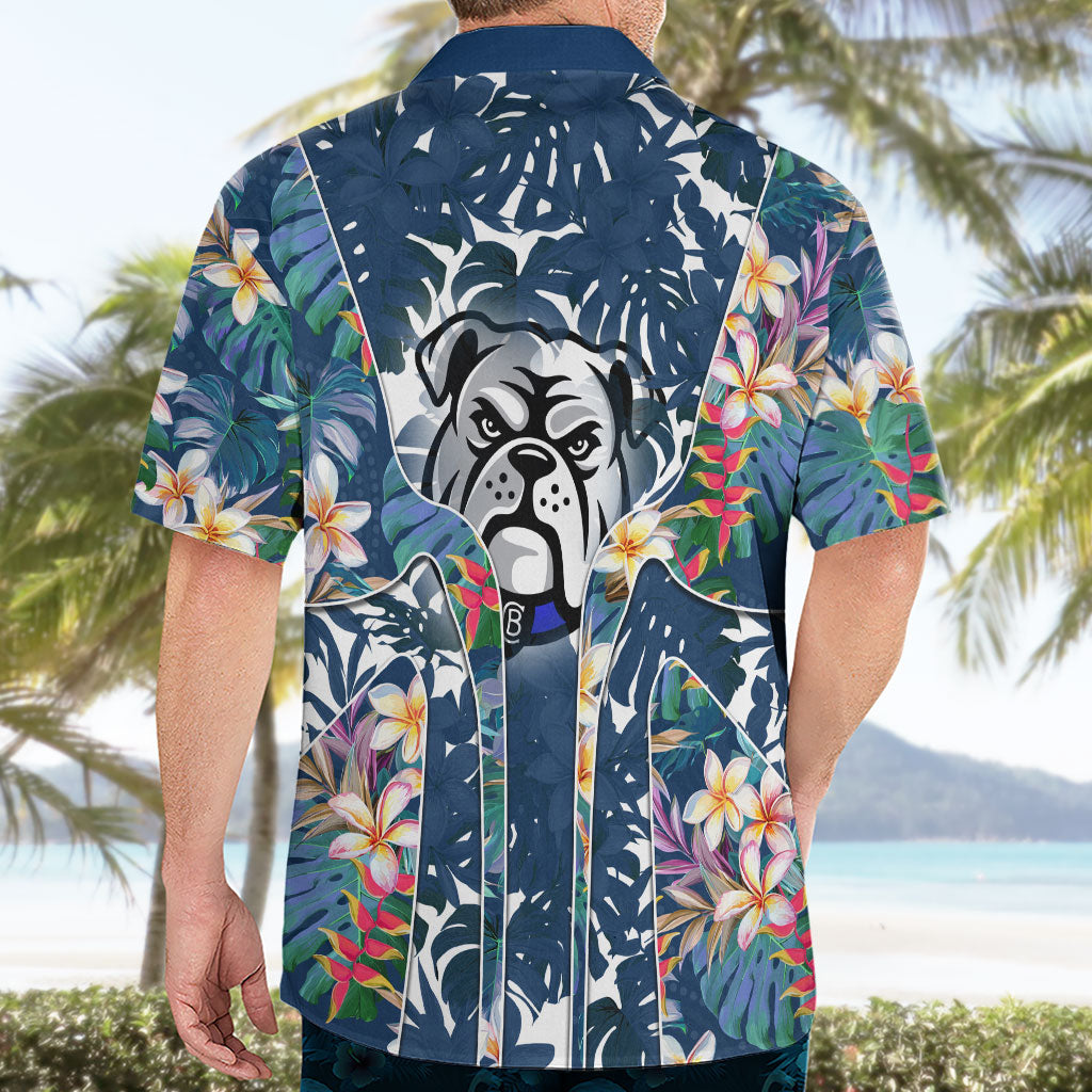 Canterbury-Bankstown Bulldogs Hawaiian Shirt Tropical Hibiscus Floral Pattern With Blue And White Accents